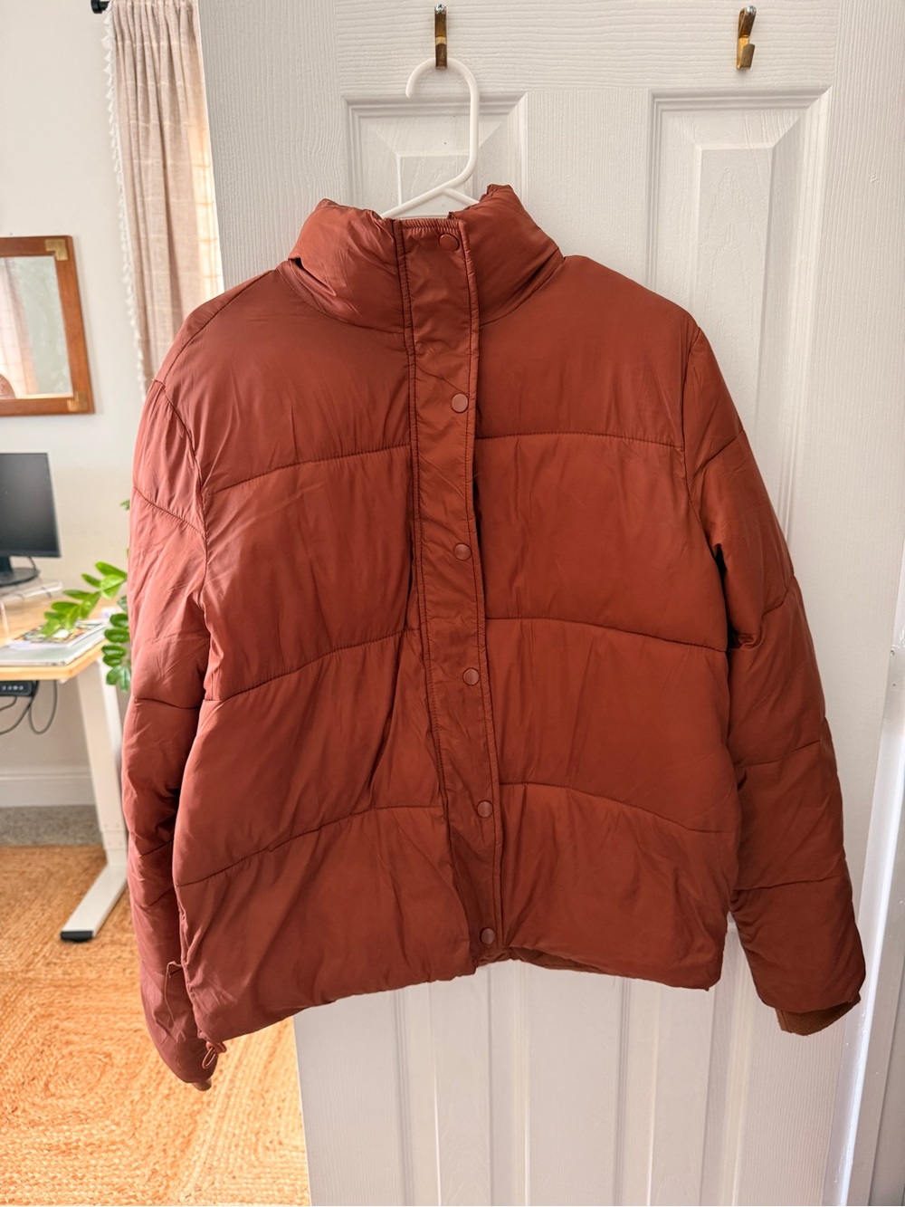 Deluc Rust-Colored Short Puffer Jacket